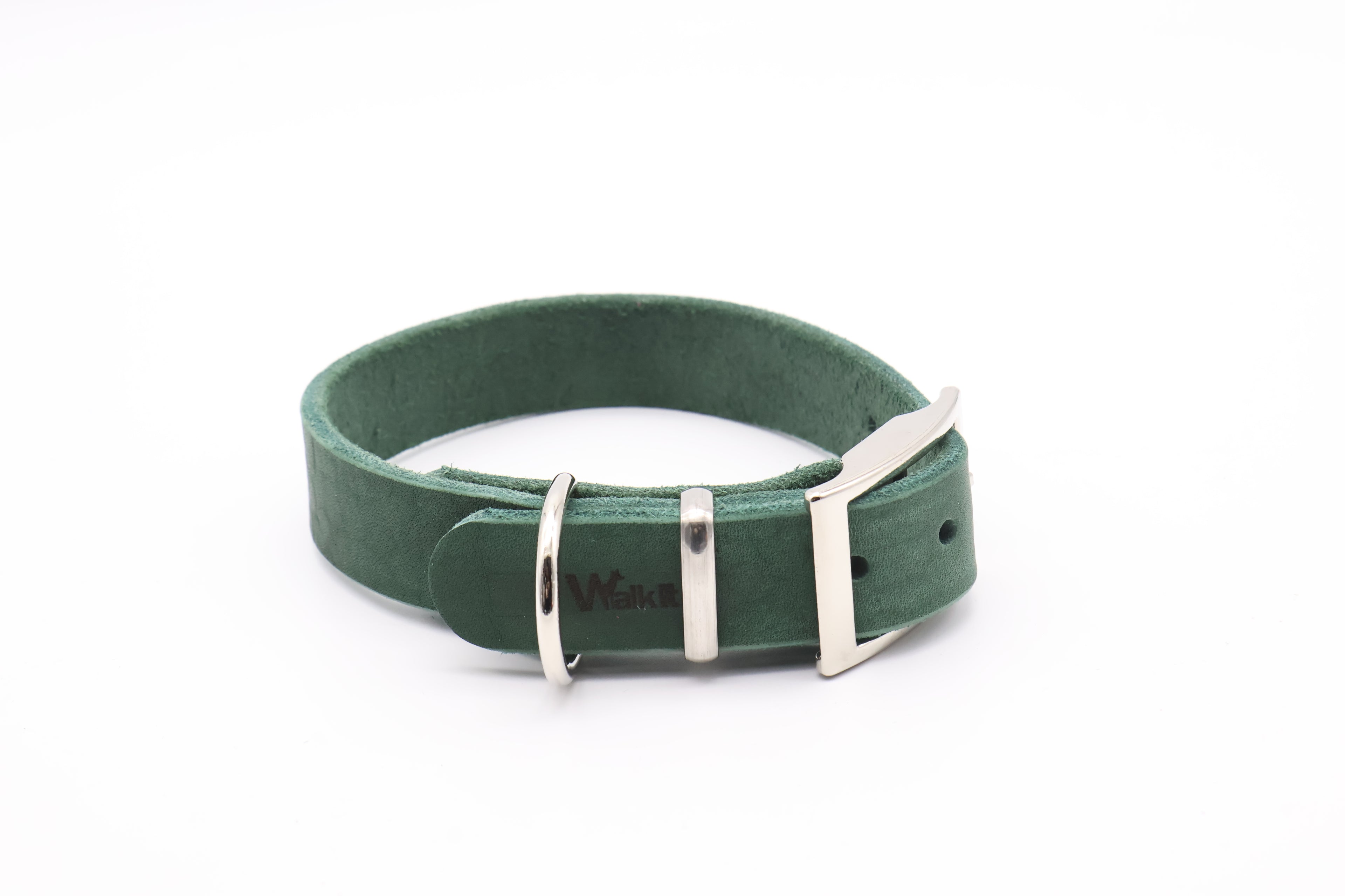 Basic Leder Halsband 25mm Dunkelgrün